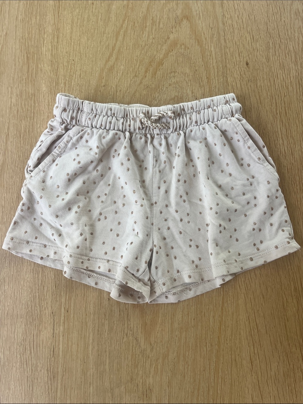 H&M Pale Pink + Gold Dot Drawstring Shorts